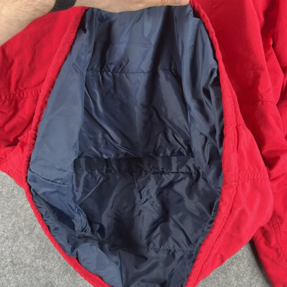 Vintage LL Bean Anorak Pullover Jacket Mens Medium Red Hooded Thinsulate USA 90s
